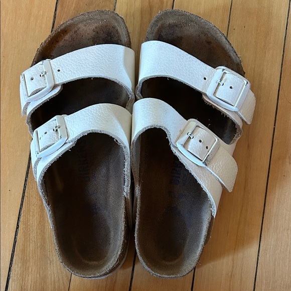 Birkenstock Arizona in white leather Sz 36 - Picture 2 of 6